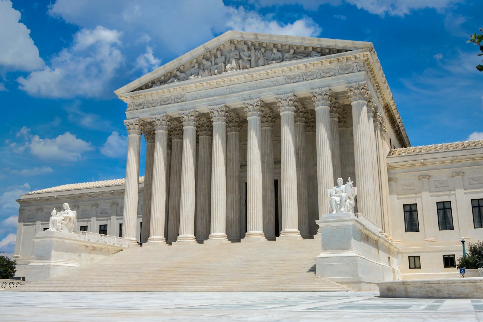 A grand government building with tall stone columns